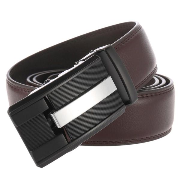 

temperament man's belt automatic buckle 2020 fashion casual style black brown genuine leather men's gift accessories waist tape