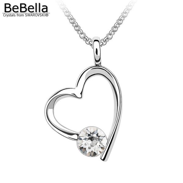 

bebella simple heart pendant necklace for women with crystals from fashion jewelry christmas girl birthday gift, Silver