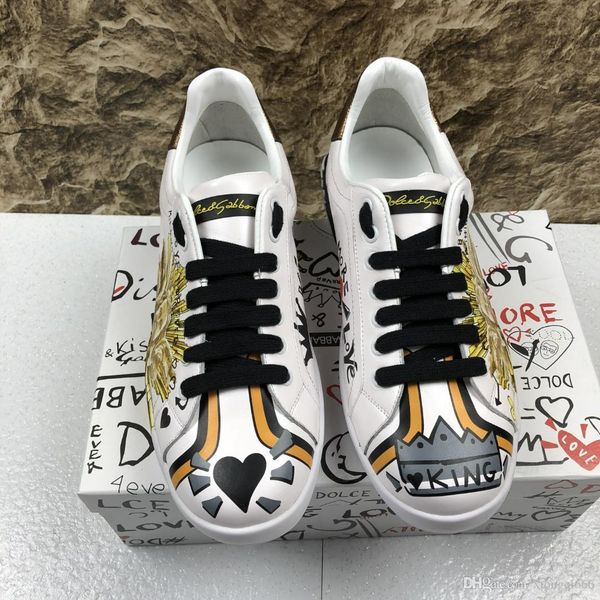 

2020 new limited edition luxury designer men and women leather casual shoes couple shoes fashion wild sneakers size 35-45aa, Red;white