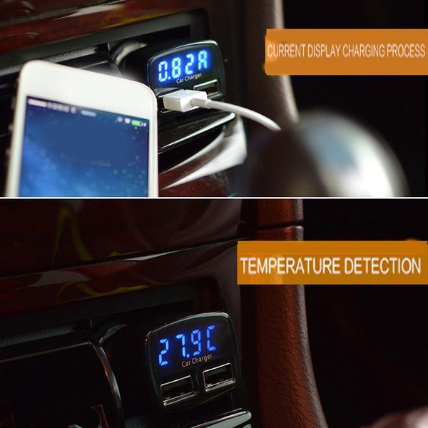

car charger 4 in 1 usb 3.1a mobile phone fast voltage/temperature/current meter tester digital led display