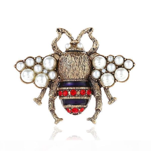 

chaomo vintage boutonniere three-dimensional pearl cute new bee brooch clothing accessories, Gray