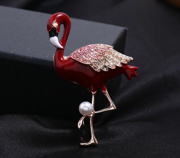 

korean version designer brooches vintage wild pearl brooch flamingo sweater coat alloy brooches pins women69, Gray