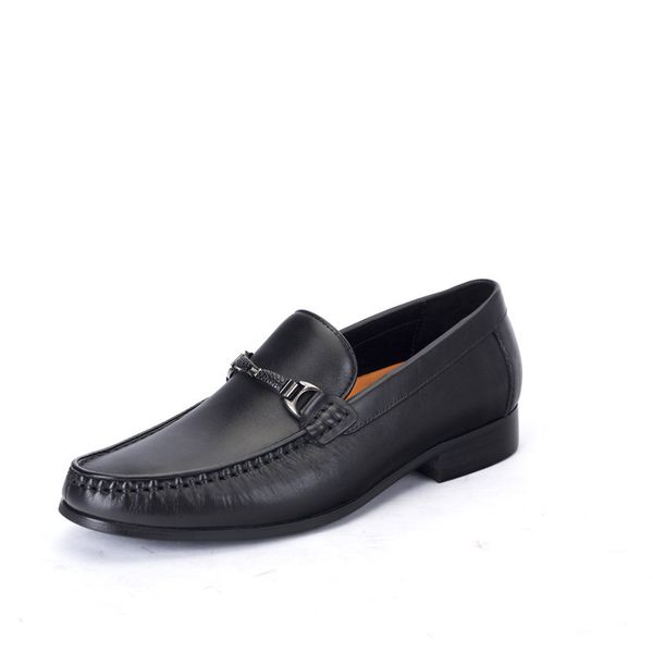

2020 autumn winter new men's shoes layer cowhet men's leather soya-bean shoes loafers foot loafers, Black