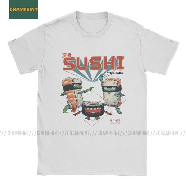 

men sushi squad t shirts food cute japan kawaii rice salmon fish japanese 100% cotton short sleeve tees gift idea t-shirts