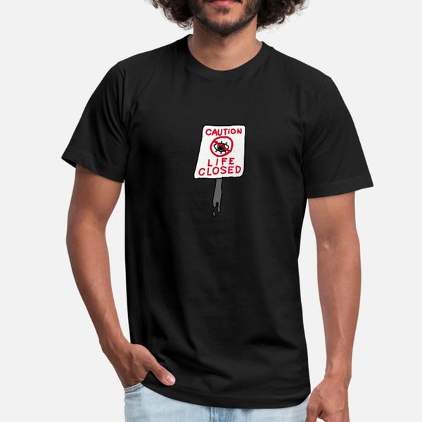 

caution t shirt men designer short sleeve round neck normal anti-wrinkle fashion summer outfit shirt