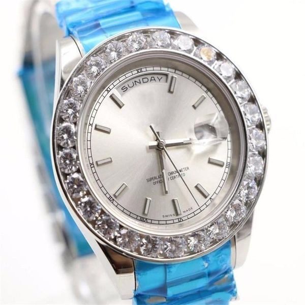 

gold president day-date diamonds watch men stainless mother of pearl dial diamond bezel automatic wristwatch watches, Slivery;brown