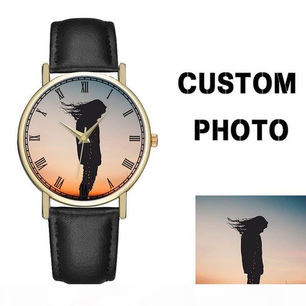 

custom watch women men printing your picture watch blank personalized watch diy put your own p image text, Slivery;brown