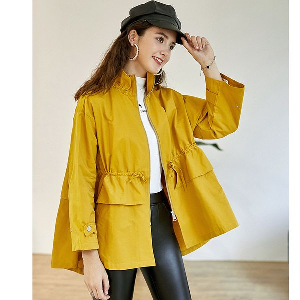 

coat female 2020 spring autumn winter new coat women long sleeve jacket casual plaid short overcoat, Tan;black