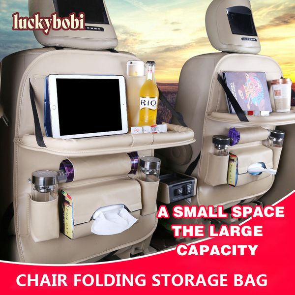 

pu leather pad bag car seat back organizer foldable table tray travel storage bag foldable dining table car seat storage