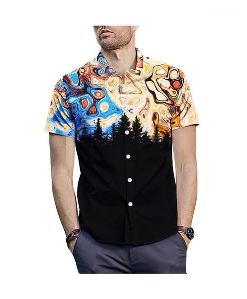 

collar mens casual shirts with button creative print short sleeve mens shirts fashion turn down, White;black