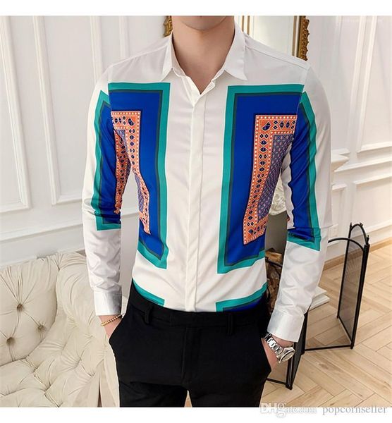 

shirts summer mens designer shirts fashion geometric printed shirts casual turn-down collar luxury, White;black