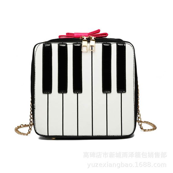 

2020 fashion piano keyboard printed shoulder bags pu women chain handbags messenger bag bowknot crossbody bag