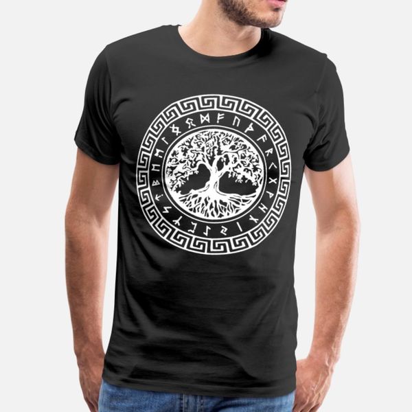 

yggdrasil tree of life with nordic rune wheel viki t shirt men fitness short sleeve crew neck formal fitness authentic spring autumn shirt