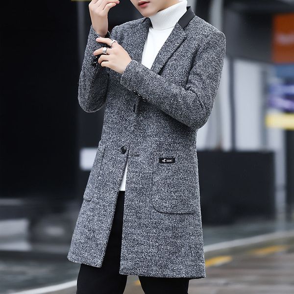 

autumn winter 2020 new fashion men wool coats warm jackets male slim casual woolen outwear man overcoats plus size m-4xl, Black