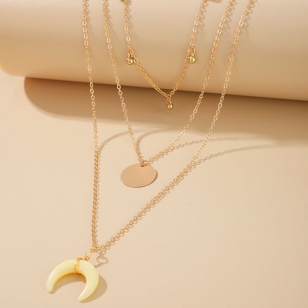 

huatang boho crescent coin pendant necklace for women multilayer gold clavicle chain female beach jewelry collares on the neck, Silver