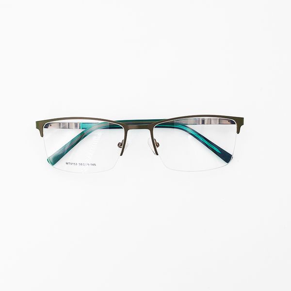 

half frame glasses frame alloy brand designer stainless steel rims available in a variety of colors, Silver