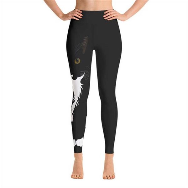 

fashion autumn style digital printed leggings sport lovely black cat pattern slim workout polyester leggings