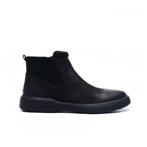 

zip men round vintage toe winter fleece lining snow boots british style black work safety ankle shoes plus size 46