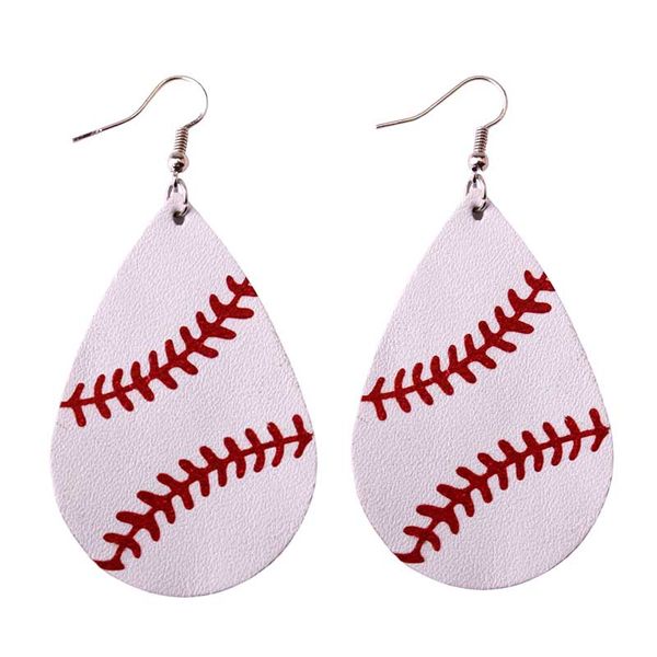 

2018 new trendy softball baseball soccer golf genuine leather teardrop round leaf statement earrings round disc leather drop earrings, Golden;silver
