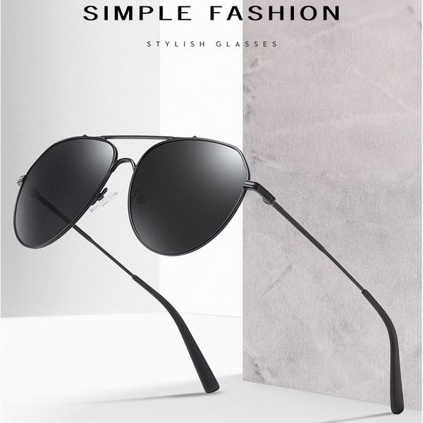 

2020 metal large frame pilot sunglasses man polarized uv400 brand driving glasses oculos feminino, White;black