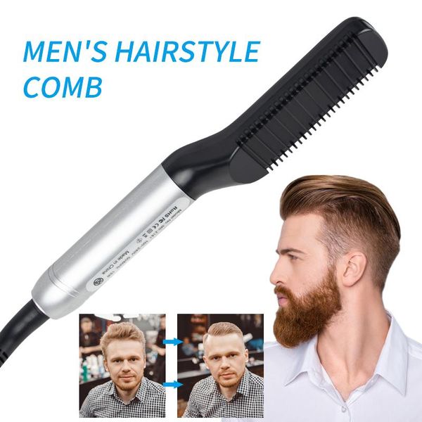 

styler iron beard comb electric hair men for brush straightener flat barber combs heating qifqh hairclippersstore, Black
