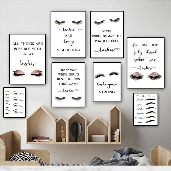 

плакаты ресницы моды и печать макияж lash extensions техники руководство wall art холст фотография nordic домашнее украшение