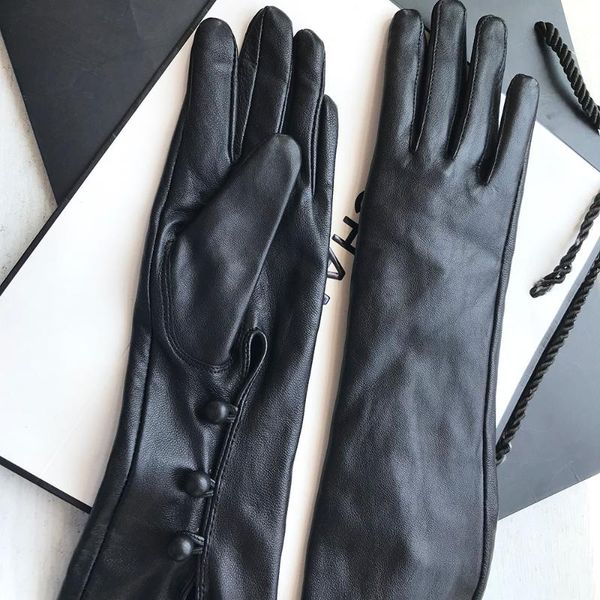 

women genuine leather long gloves three buttons wrist long gloves ladies party evening opera glove 48 colors custom size, Blue;gray