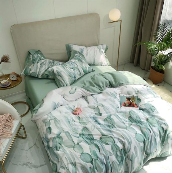 

trend green cactus bedding set teen adult,full  king fashion unusual double home textile bed sheet pillow case duvet cover