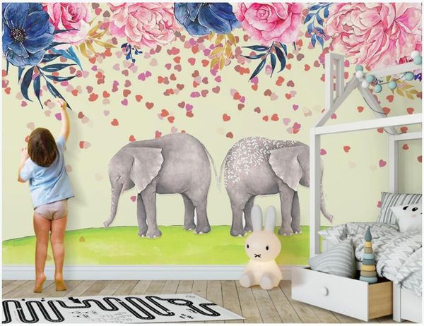 

3d wall murals wallpaper custom p mural on the wall elephant flower children's bedroom home decor 3d wall murals for walls 3 d