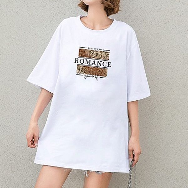 

fashion diy t-shirts girls casual leopard t-shirts womens letter pattern print lady tees new short sleeves selling breathable, Black