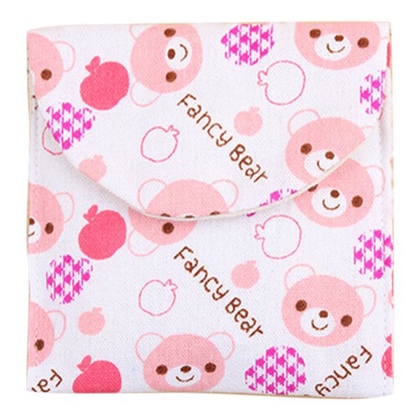 

cute cartoon cosmetic cotton linen diaper storage bag portable sanitary napkin