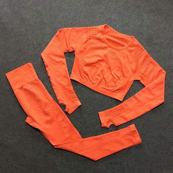 

gym set workout clothes for women flawless knit long sleeve compression crop + seamless leggings yoga 2 piece set, White;red