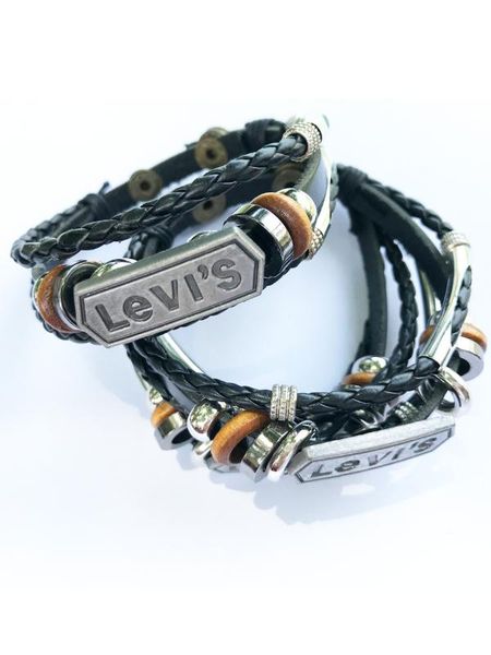 

charm bracelets punk men women braided leather bracelet fashion bangles jewelry, Golden;silver