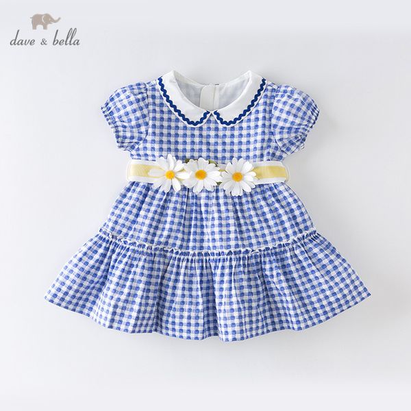 

db13639 dave bella summer baby girl's princess bow floral plaid dress children fashion party dress kids infant lolita clothes, Red;yellow