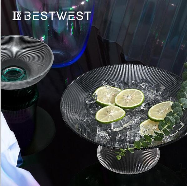 

light luxury creative nut fruit tray vases wholesale tea table bar color dry fruits trays snacks glass flower device
