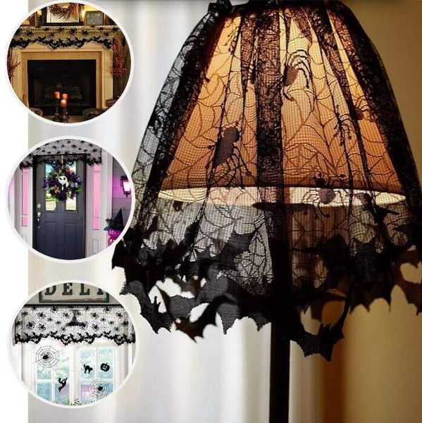

halloween lamp shade cover black lace ribbon spider web lampshades fireplace cover widonw decaration party indoor decor supplies dwf734
