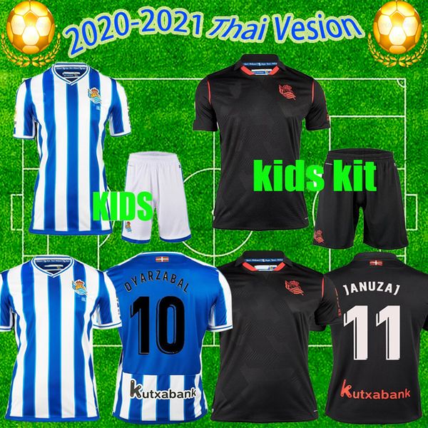 

20 21 real sociedad soccer jerseys home away 2020 2021 portu merino oyarzabal willian j. man kids kit camisetas de fútbol football shirts, Black
