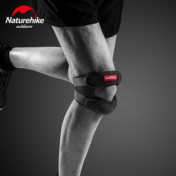 

naturehike outdoor sports kneepad non-slip pressurize breathable adjust professional run gear soft knee pad basketball fitness, Black;gray