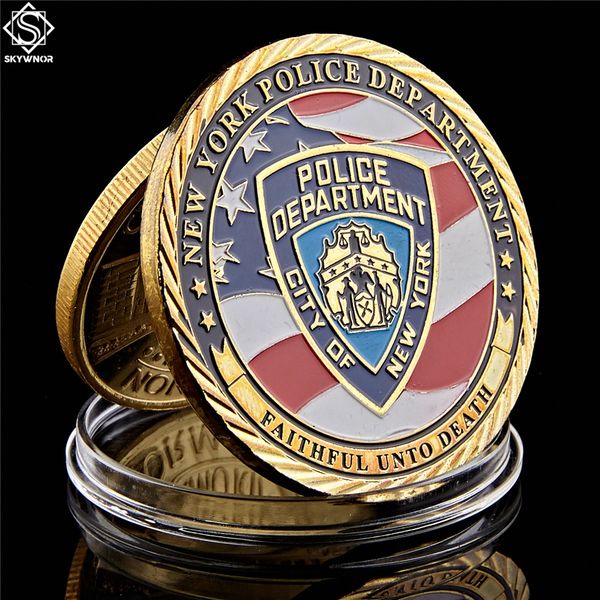 

challenge coin craft ny city sacrifice police army gold plated souvenir badge