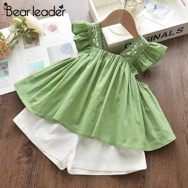 

bear leader girls clothing sets cute girls brand clothes kids clothing sets sleeveless casual t-shirt + short 2pcs suits, White