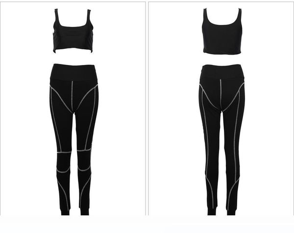

womens 2 pieces pants set dport suit for women sleeveless crop & side zipper sweatpants casual tracksuit, Black;white