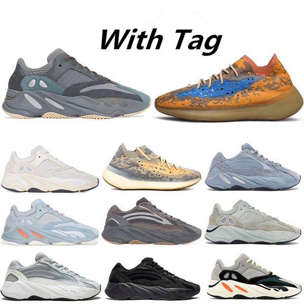 

new classic kanye west 700 carbon blue oat men running shoes wave runner inertia vanta hospital blue magnete static women trainer sneakers, White;red