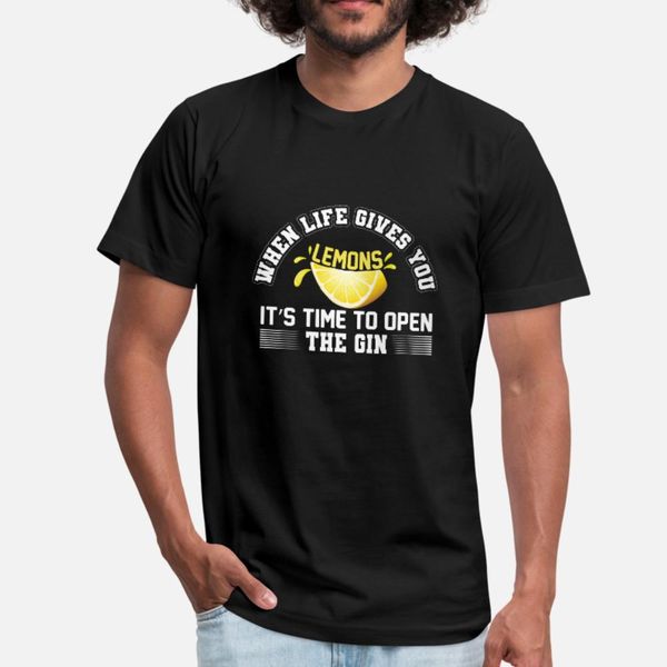 

lemons gin life saying funny t shirt men print tee shirt s-xxxl slim sunlight funny spring slim shirt