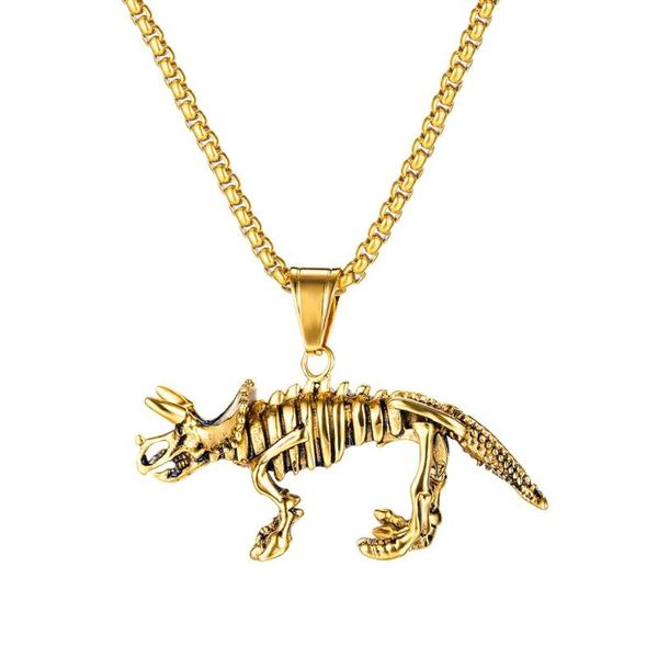 

new fashion retro dinosaur skeleton pendant necklace titanium steel jewelry for man gift not fade drop shipping, Silver