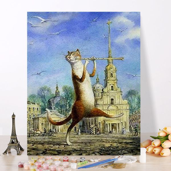 

as picture diy painting by numbers animal cat modern handpainted wall art picture canvas painting for home decor 40x50cm