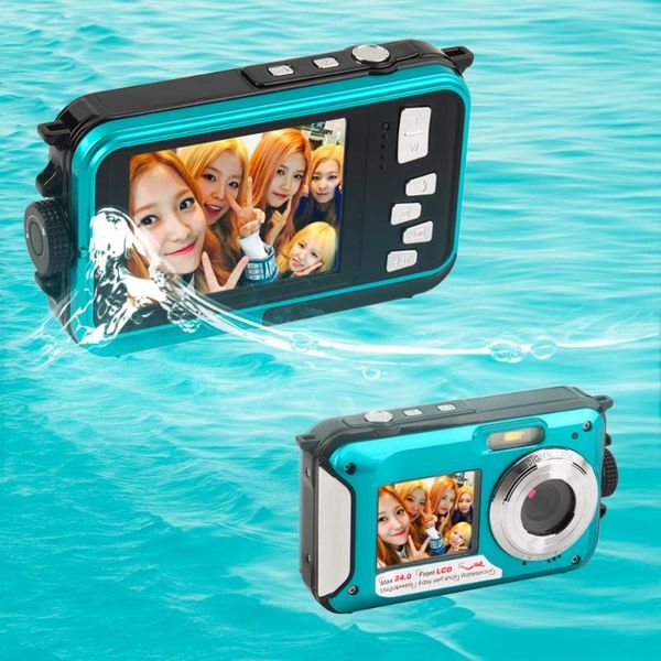 

2.7inch tft digital camera waterproof 24mp max 1080p double screen 16x digital zoom camcorder hd268 underwater camera