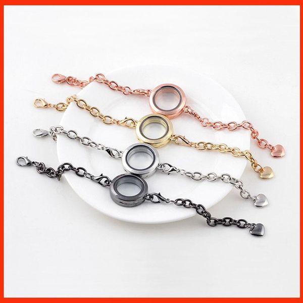 

floating magnetic link heart jewelry glass memory bangles locket bangles locket round chian diy bracelet living whole2019 zvtli, Golden;silver