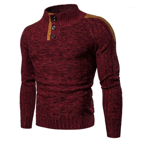 

designer sweaters contrast color three button stand collar knitting fashion mens clothes autumn winter male, White;black