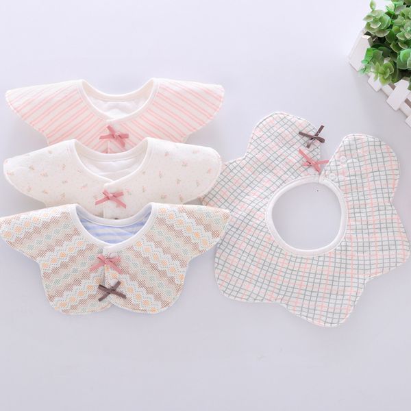 

flower shape cotton bibs waterproof baby feeding burp cloths maternal and child supplies 360Â° rotating saliva towel children bib