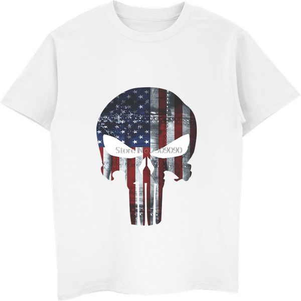 

punisher usa sniper flag skull fashion t-shirt summer men's cotton short sleeve t shirt cool male shirts hip hop tees streetwear